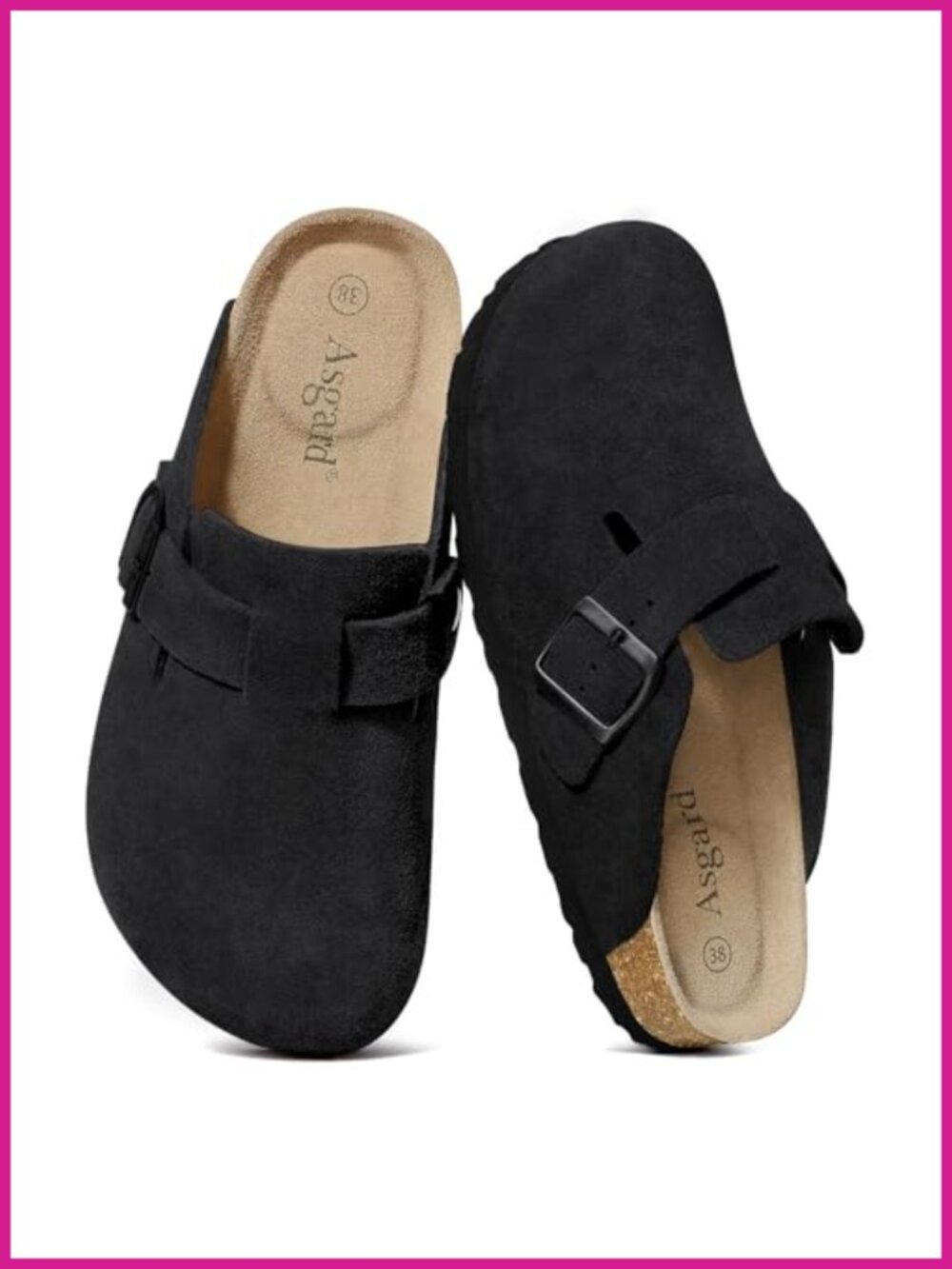 Genuine Suede Clogs with Comfort Cork Footbed Unisex Backless Mules